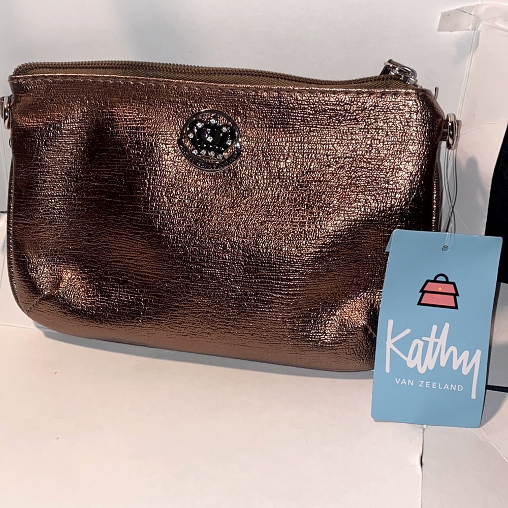 NWT Kathy Van Zeeland Bronze Metallic Crossbody